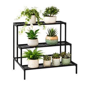 3-Tier Stair-Step Metal Plant Stand – 24 Inch Multi-Level Flower Pot Rack